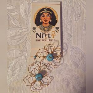 Gold and Turquoise Flower Earrings